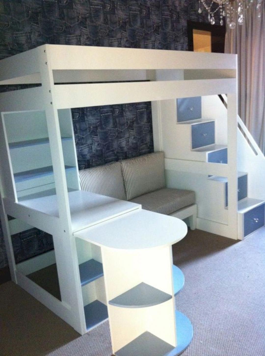 Double loft bed with desk