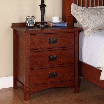 Mission 3 drawer nightstand
