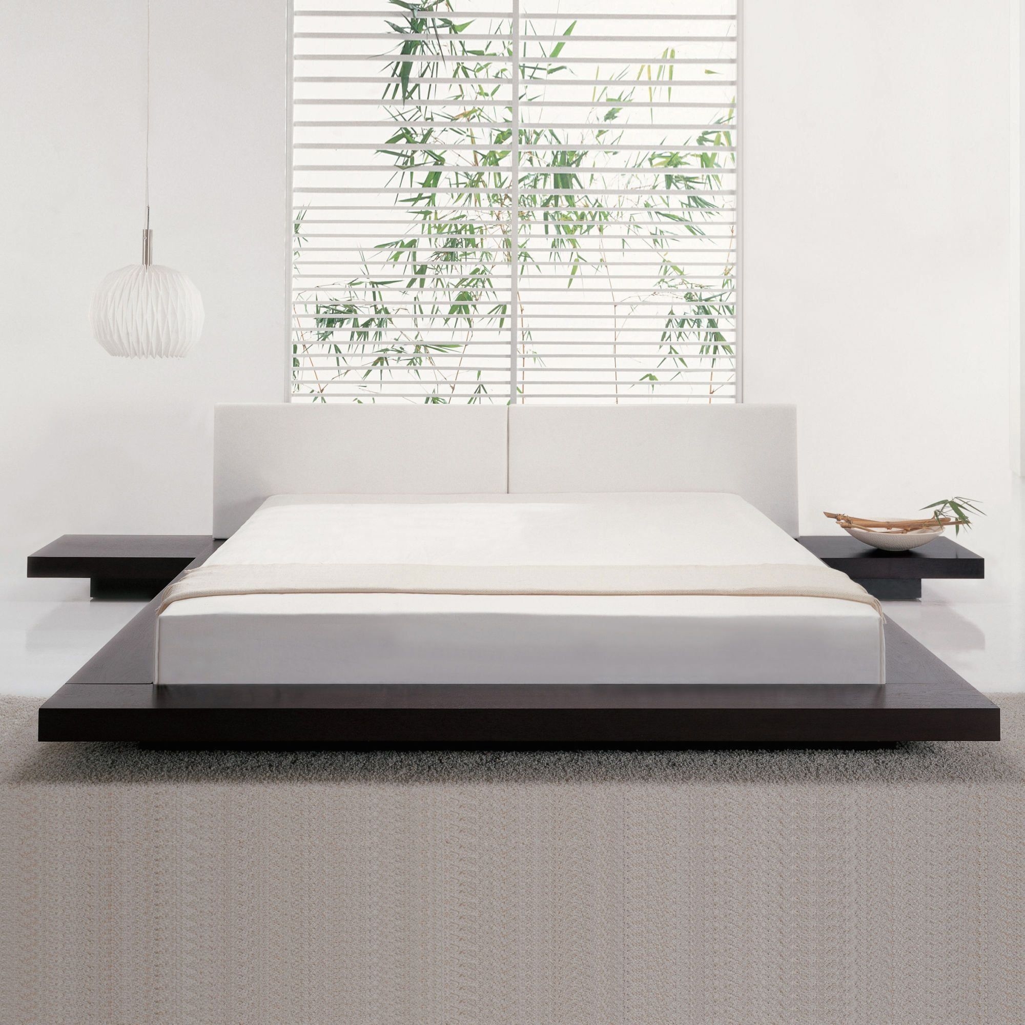 Modloft worth bed in wenge and white with matching nightstands
