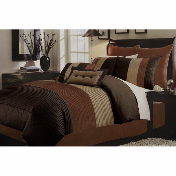 Regatta pintuck chocolate 8 piece comforter set