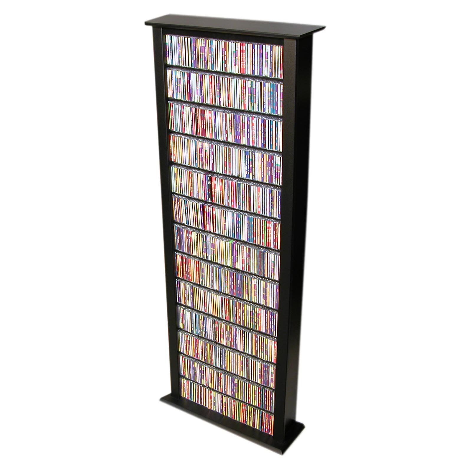 Extra tall single multi media storage tower in black finish