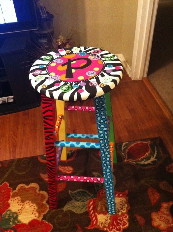 Hand Painted Whimsical Stool