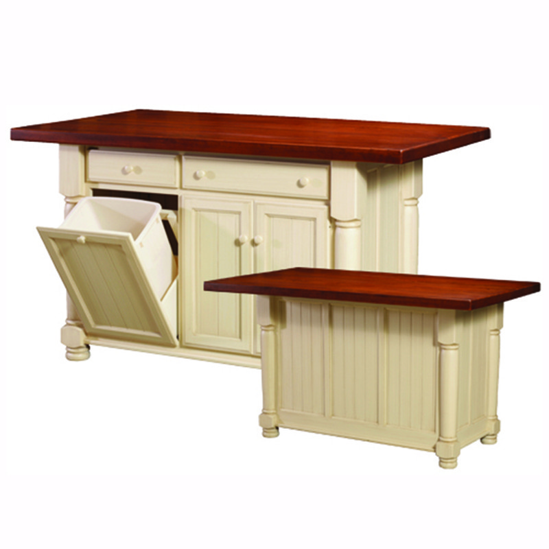 Kitchen island with garbage bin