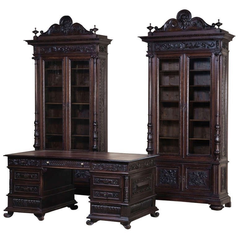 Antique desk pair of bookcases antique furniture