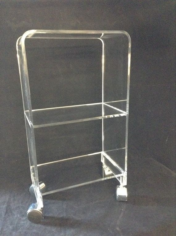 Clear acrylic rolling 3 shelf bookcase by onestopplasticshop