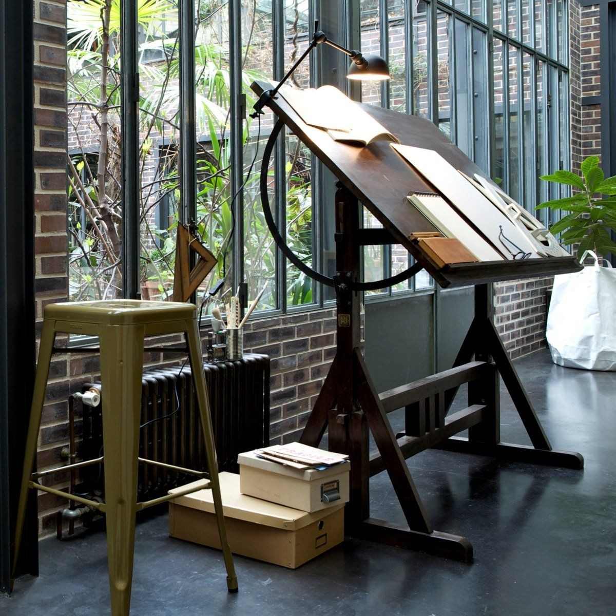 Cool old drafting table and stool