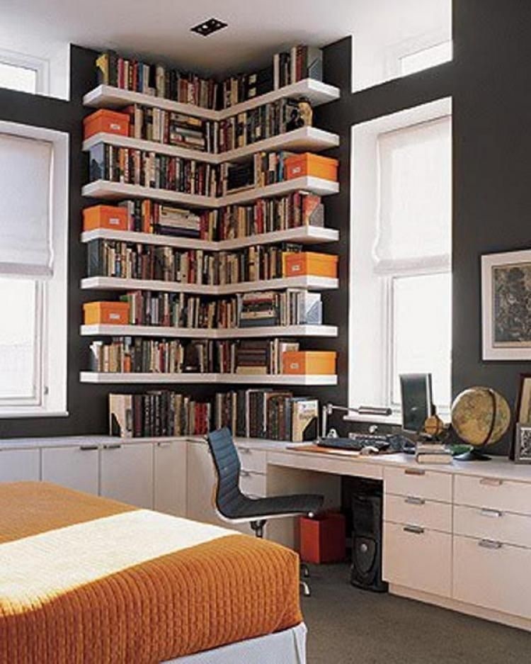 Corner floating shelves