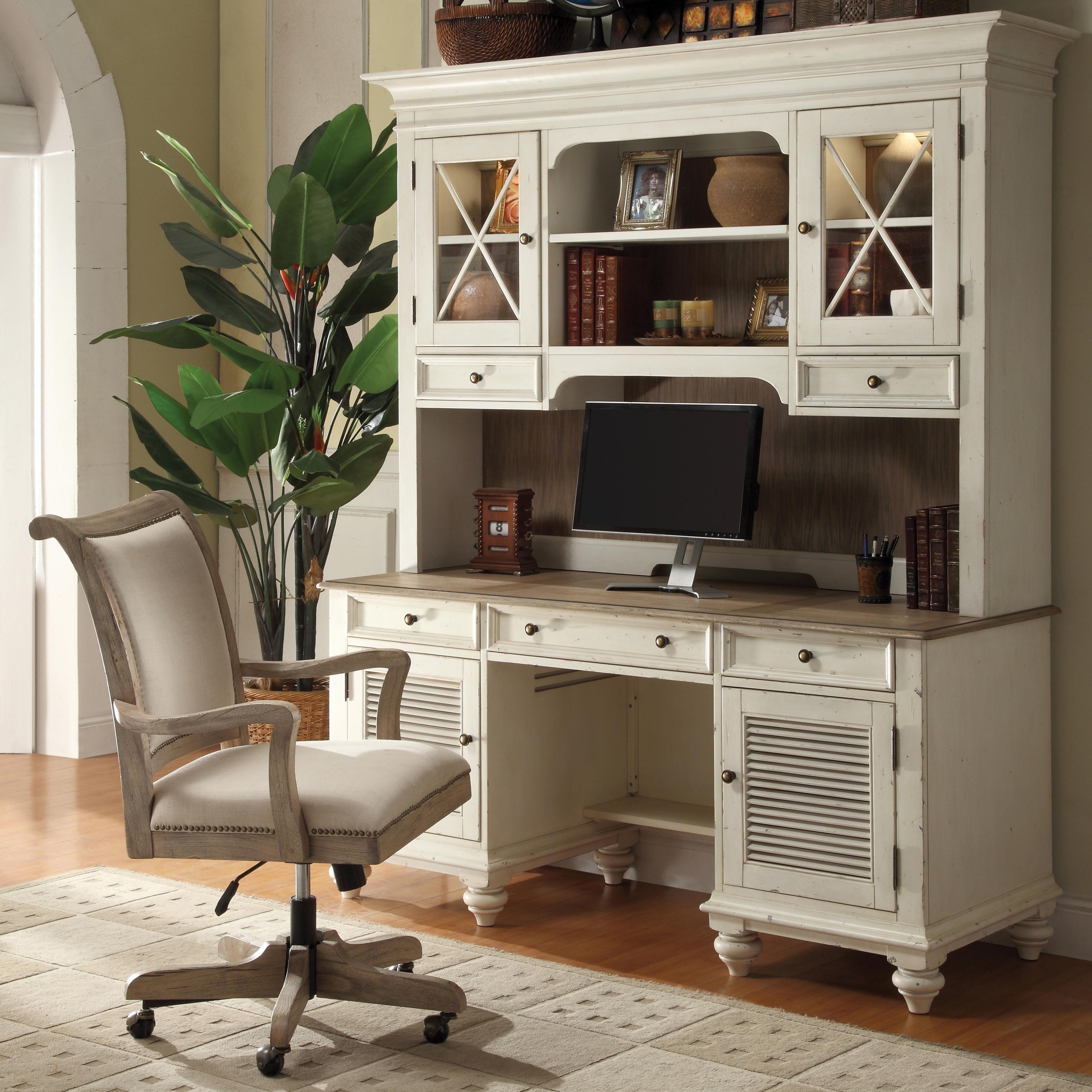 Credenza desk with hutch
