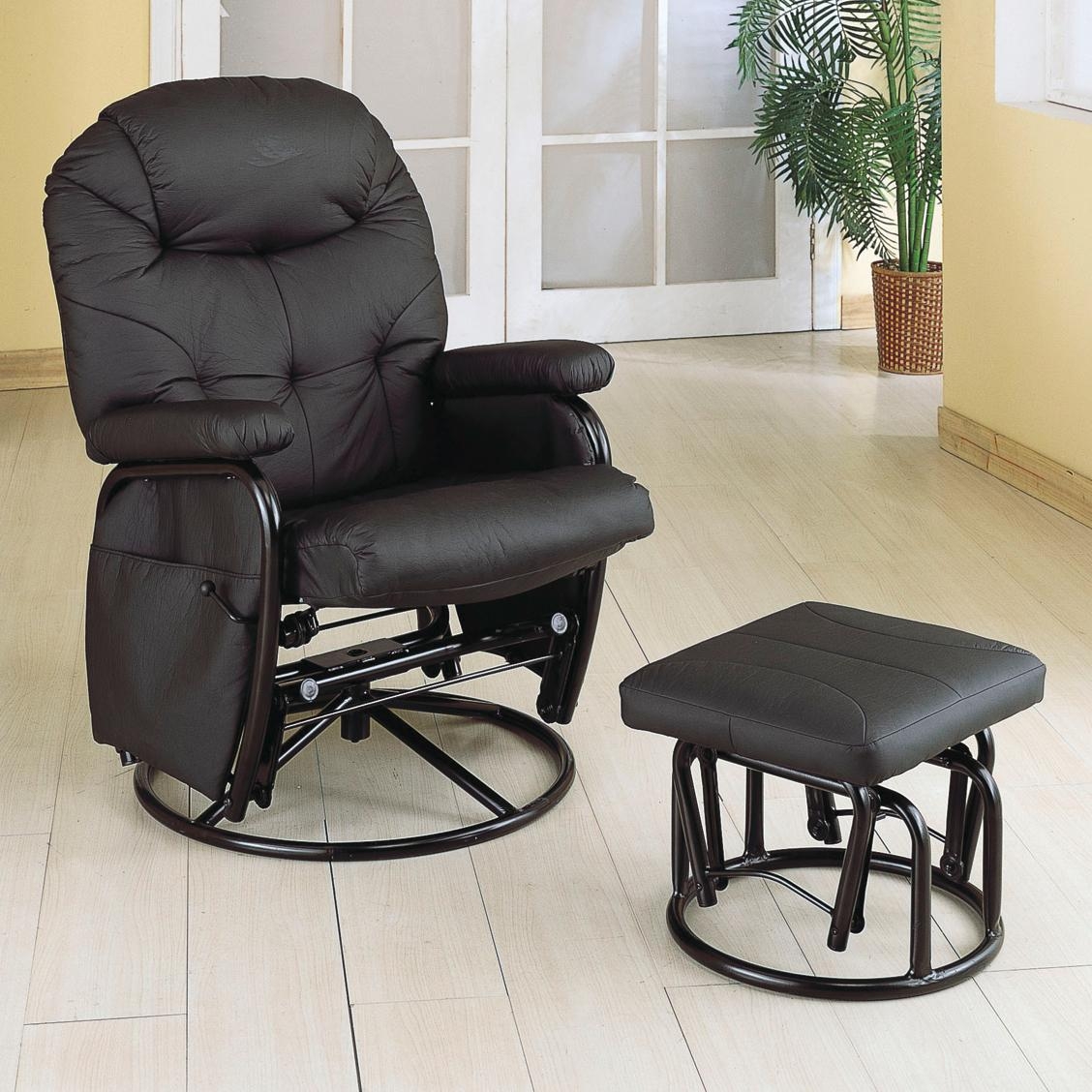 Monarch Specialties Metal Swivel Rocker Recliner with Ottoman, Black