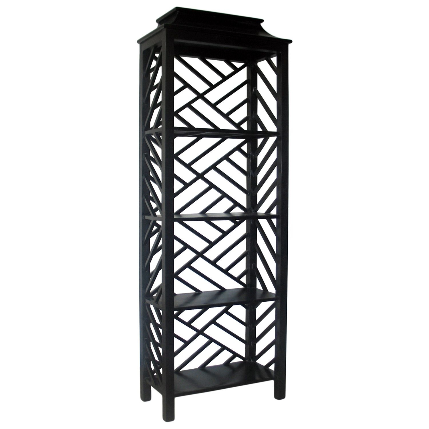 Noir Furniture Meiling Bookcase In Hand Rubbed Black Gbcs117hb Asian Bookcases