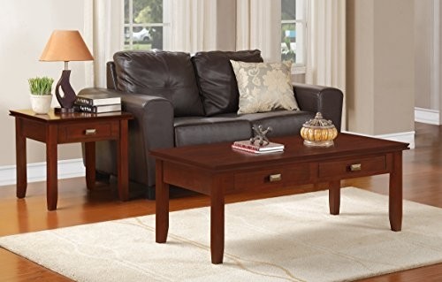 Simpli Home AXCHOL001 Artisan Collection Medium Coffee Table, Auburn Brown, 1-Pack