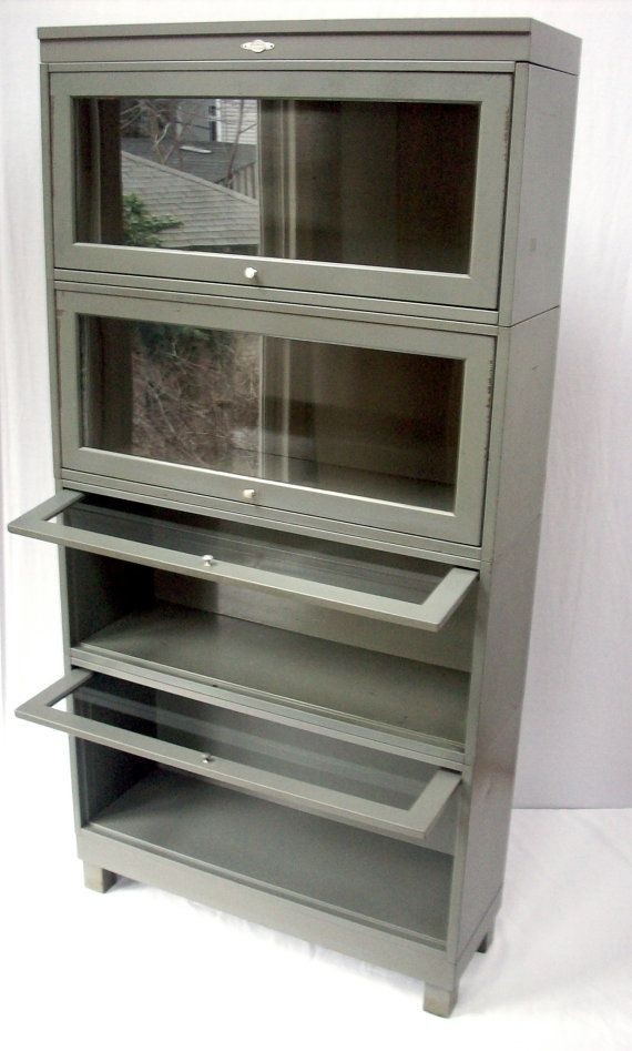 Vintage bookcase metal lawyers barrister
