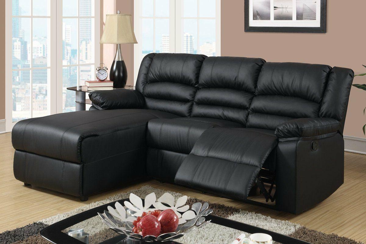 Black leather reclining sectional