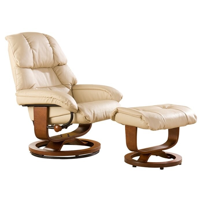 Dawn ergonomic recliner ottoman set in beige