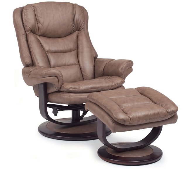 Lane impulse 18540 leather swivel recliner with ottoman