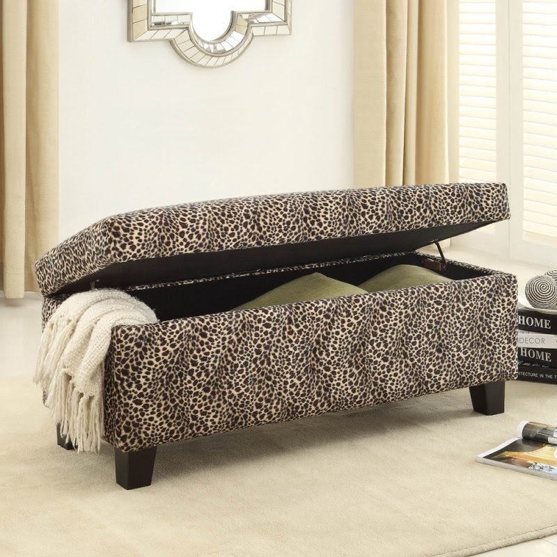 Leopard Print Lift-top Storage Bench/Ottoman
