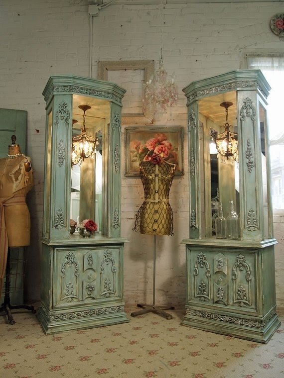 Vintage painted cottage aqua chic