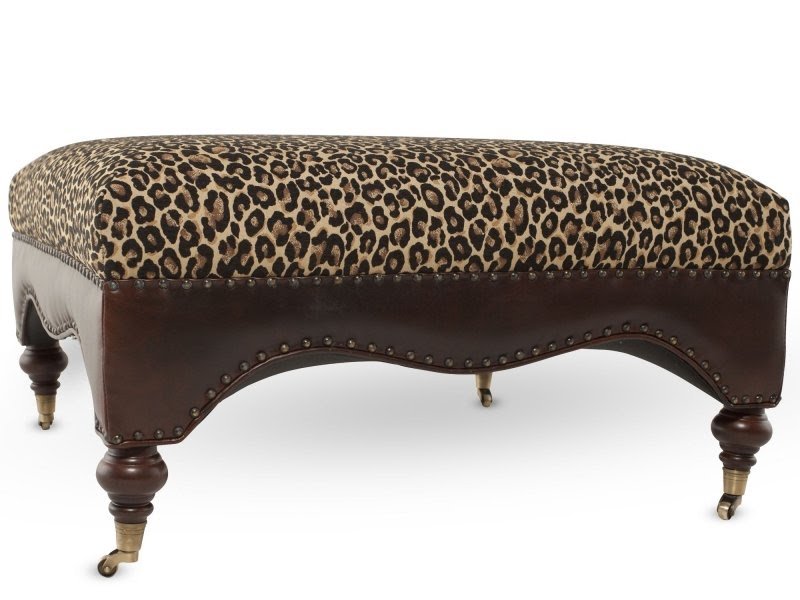 Animal print ottoman on casters hooker cocktail ottoman