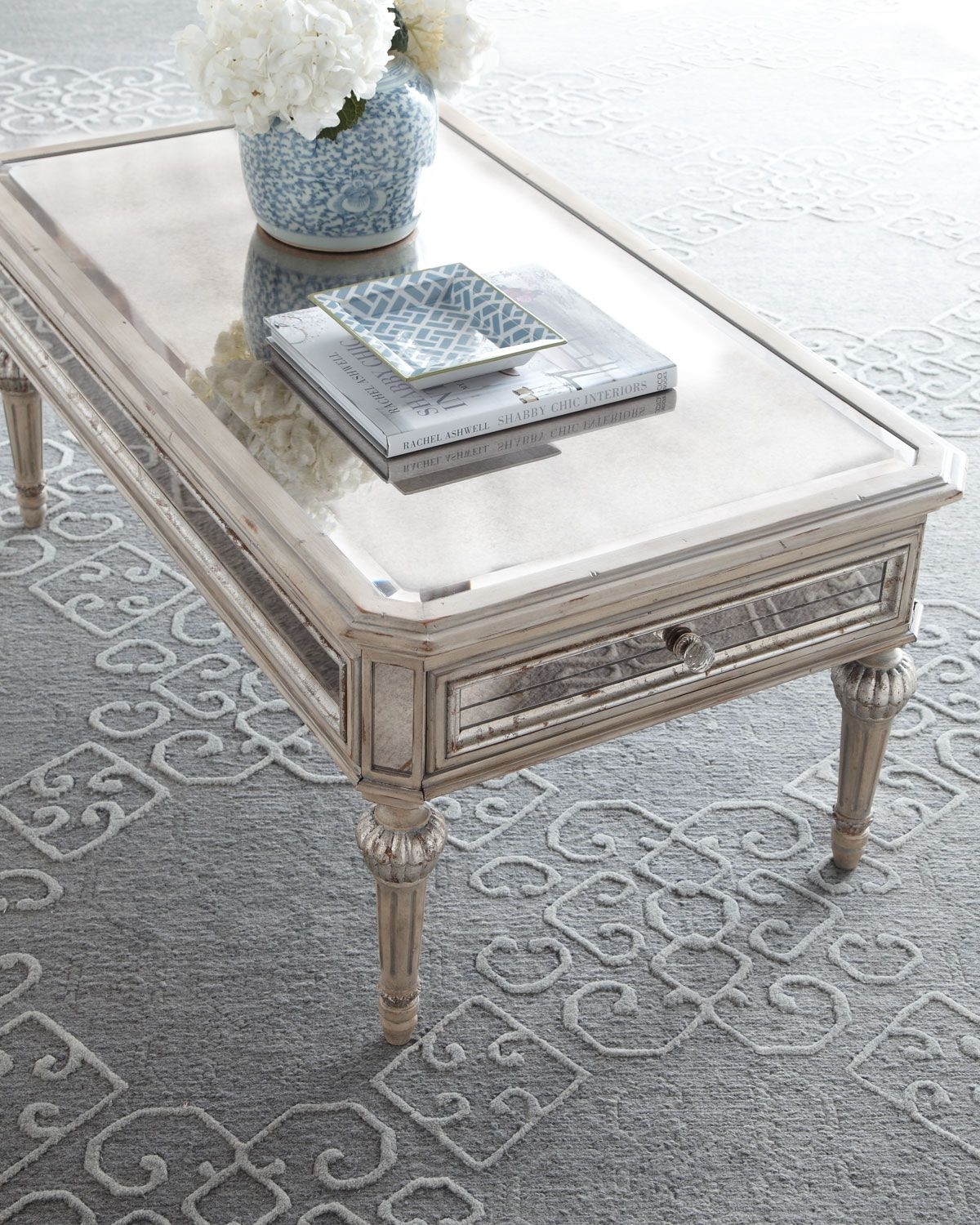 Antique mirrored coffee table