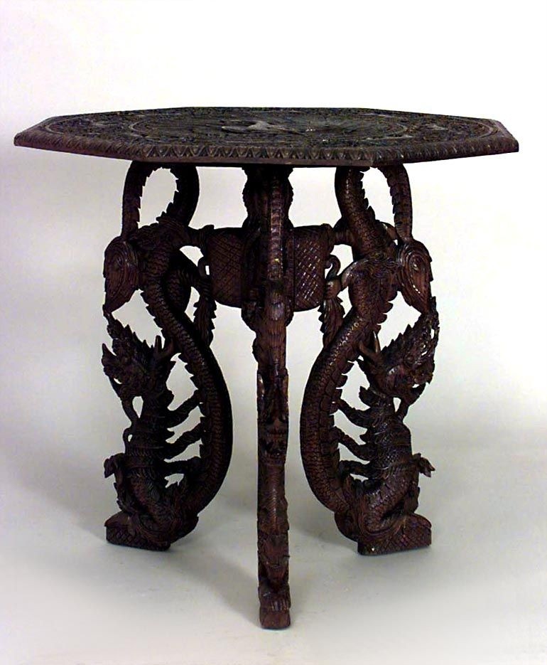 Asian indian southeast asian table end table walnut