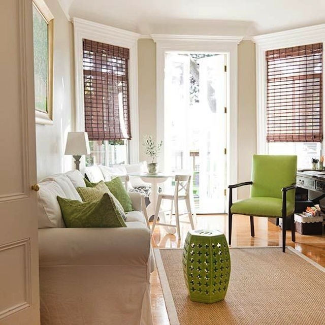 Bright green accent wall