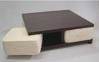 Coffee table with pull out ottomans