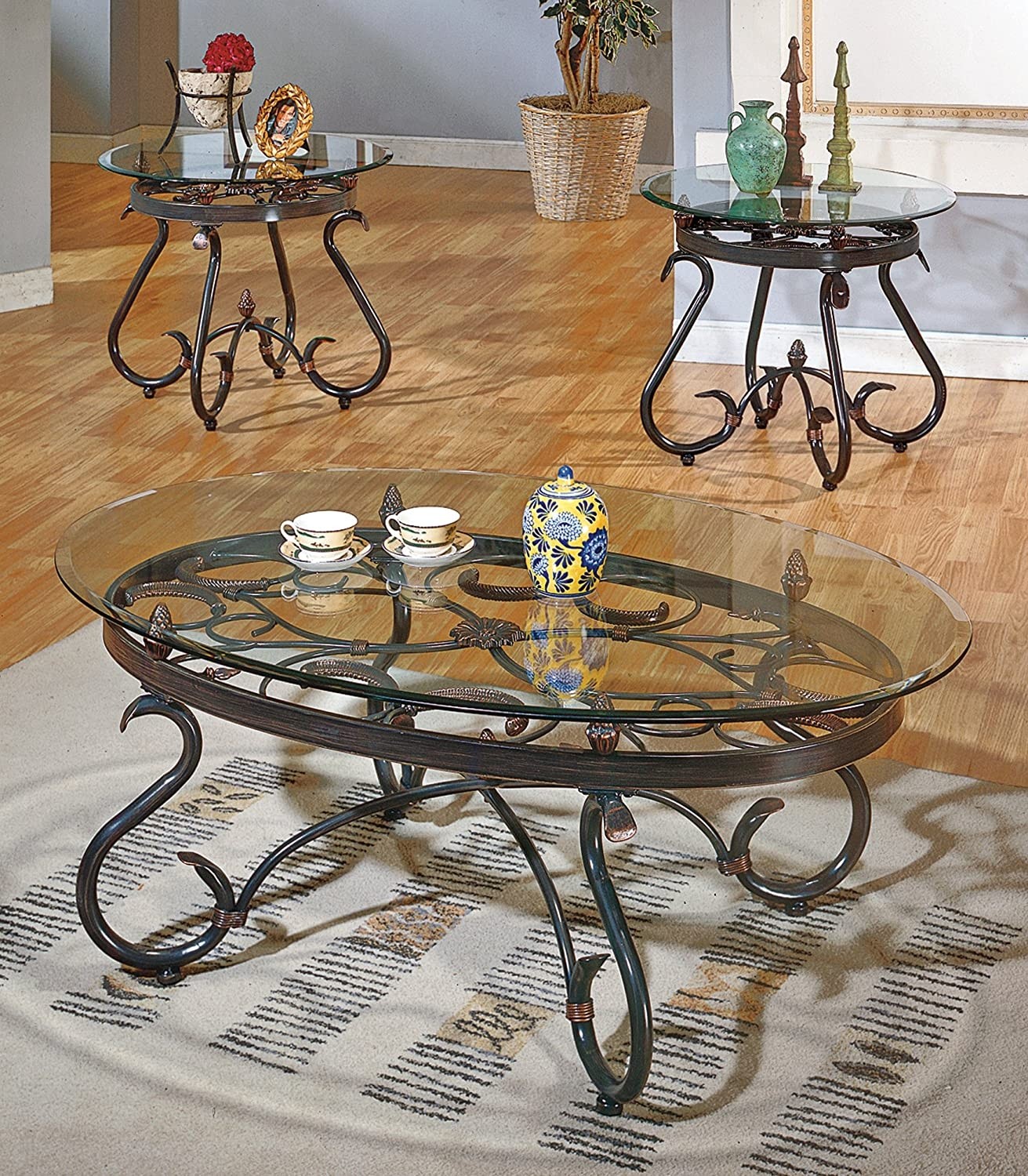 Glass top end tables metal 1