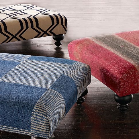 Kilim covered ottoman