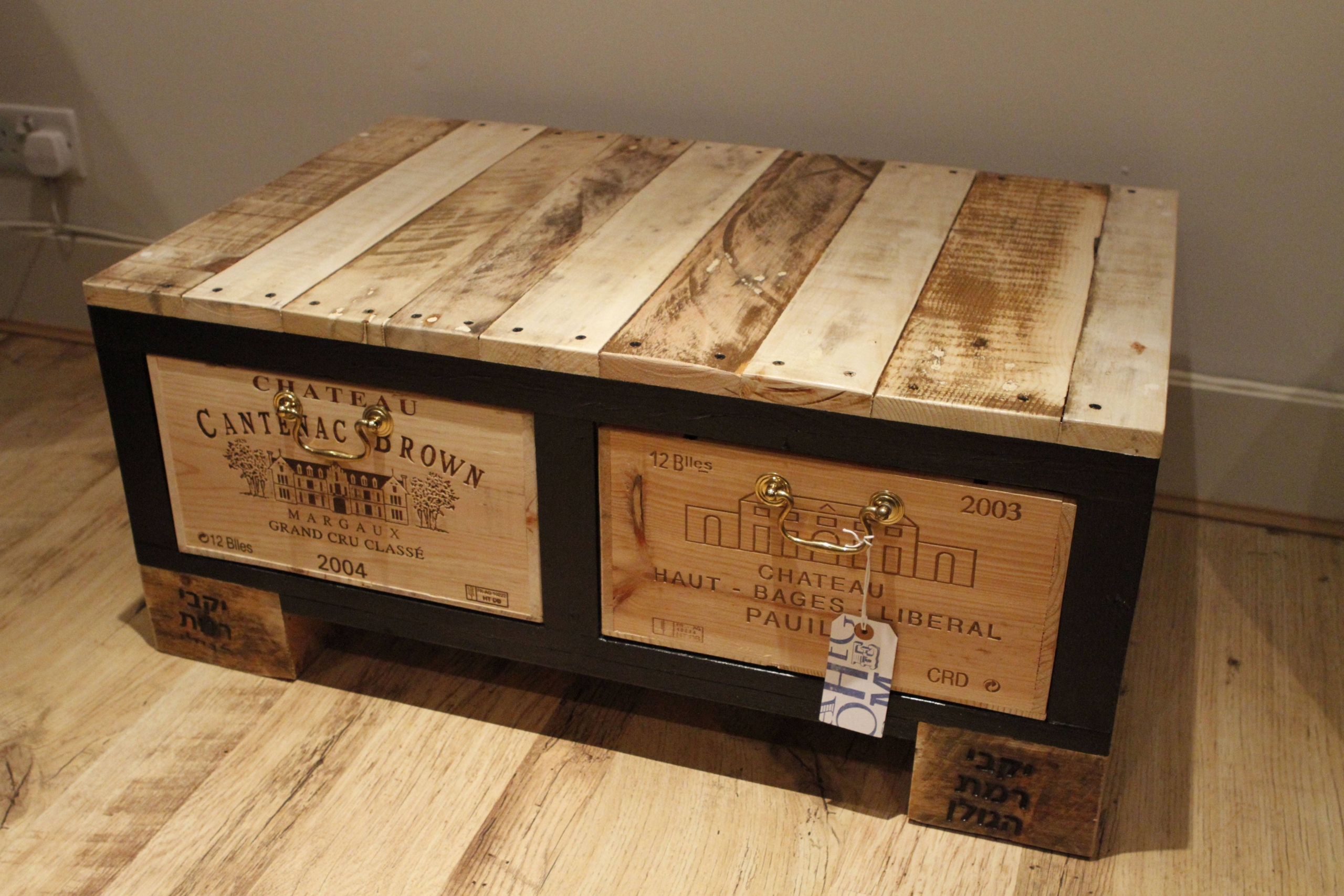 Large square dark wood coffee table