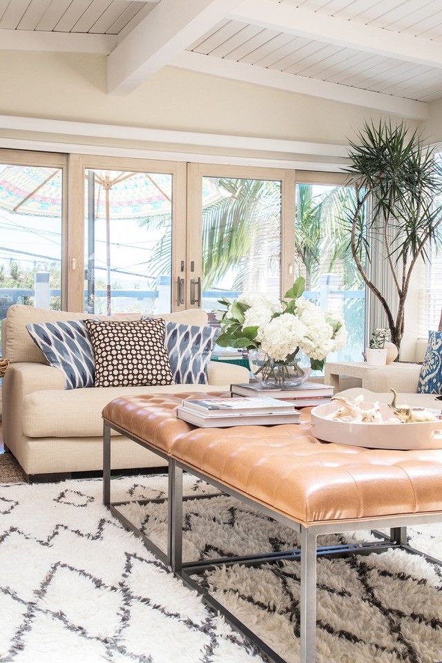 Leather tufted ottoman coffee table 1
