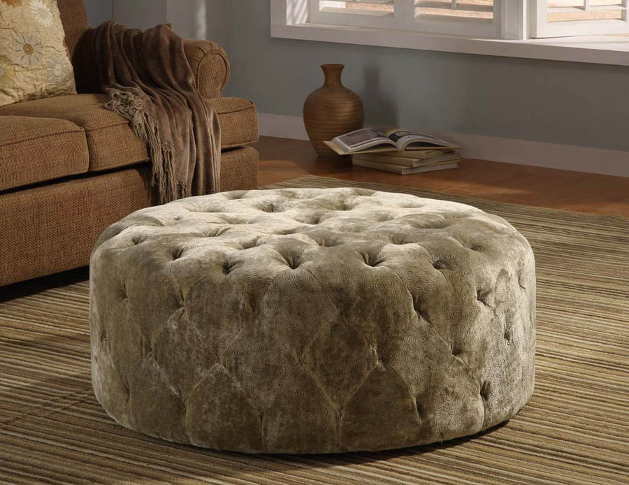 Moss green velvet 40 inch round ottoman add an extra