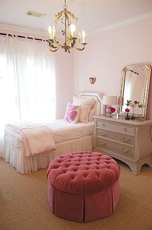 Pink round ottoman 1