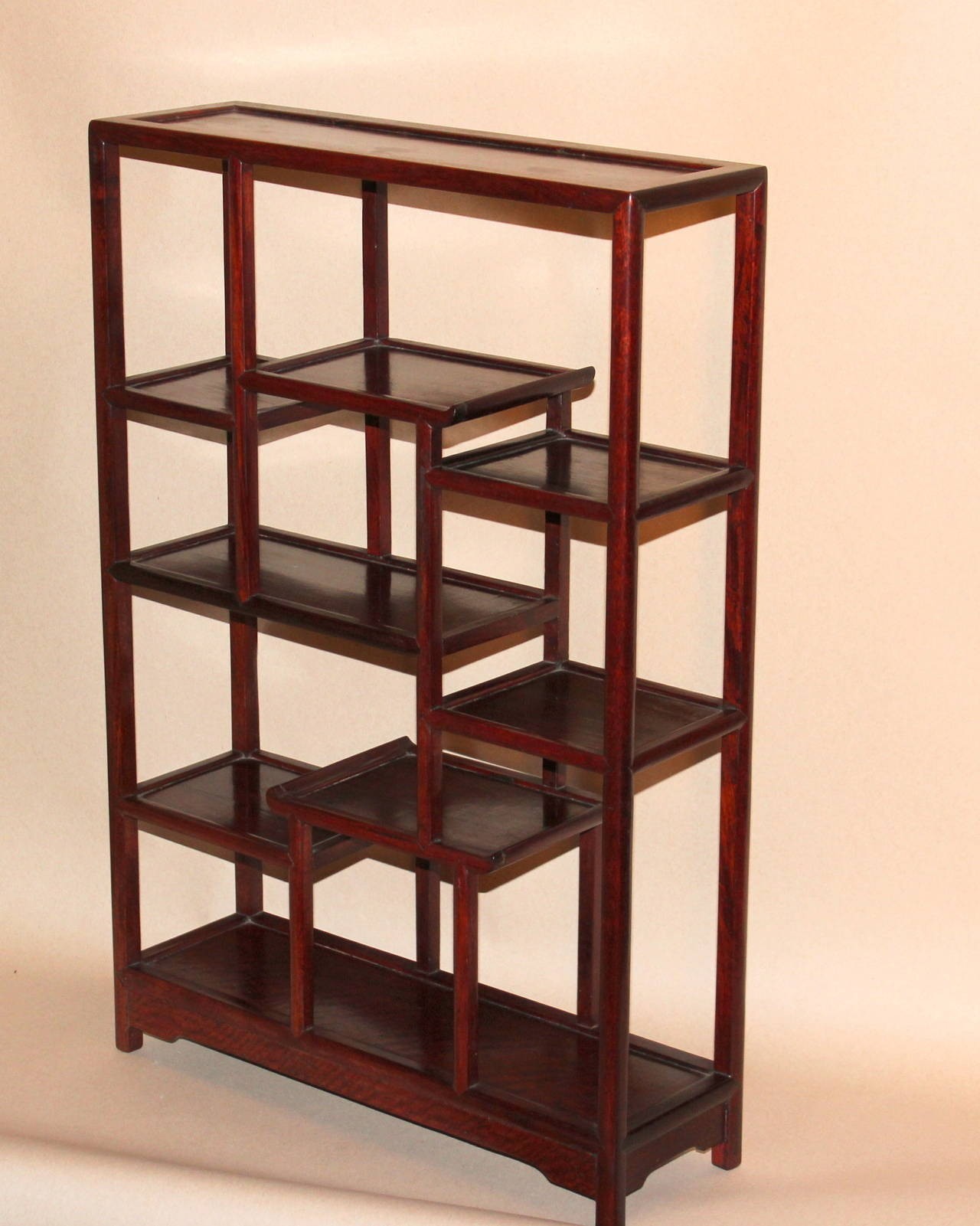 Vintage chinese rosewood table top curio display shelf cabinet etagere