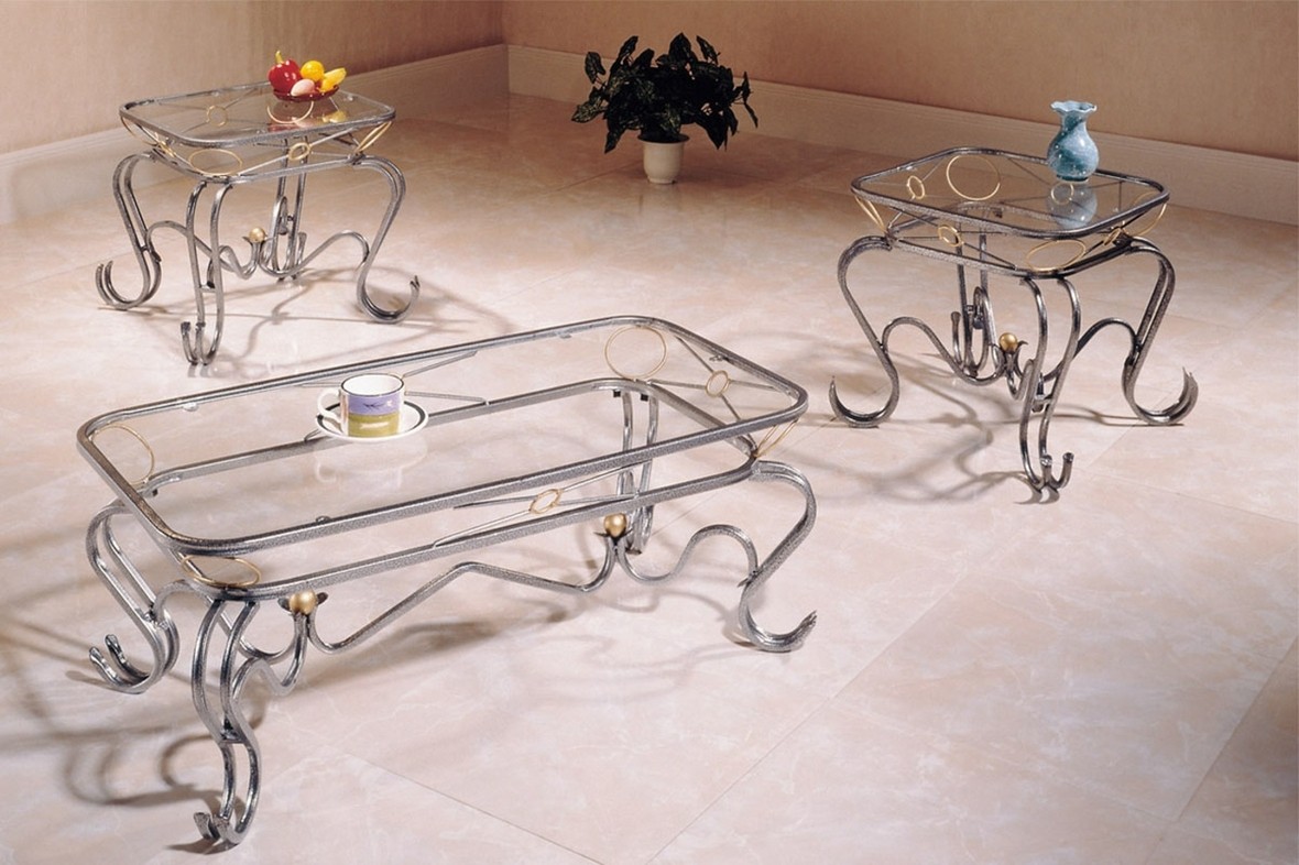 Wrought iron and glass coffee tables