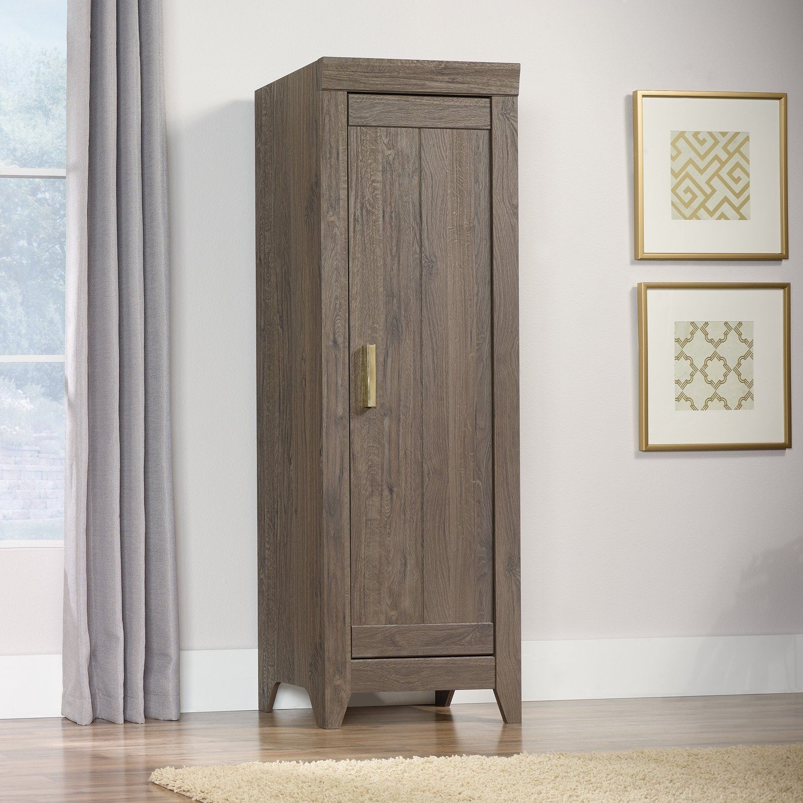 Sauder Adept Narrow Storage Cabinet in Fossil Oak