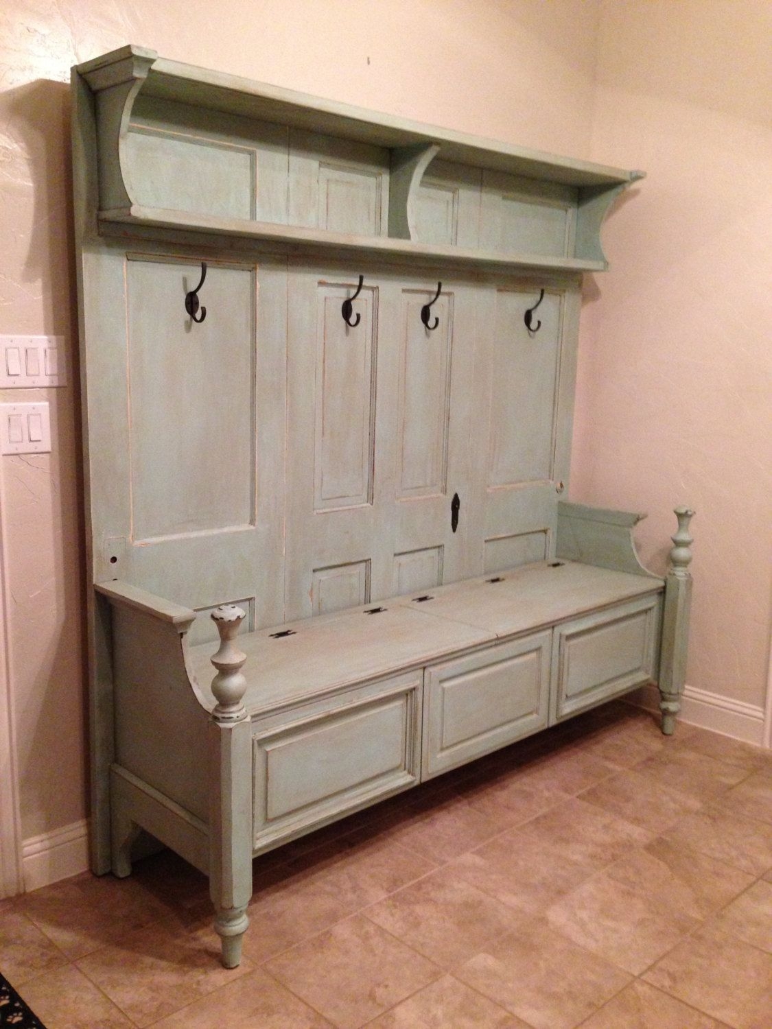 Xl hall tree coat rack storage bench