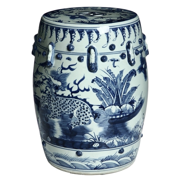 Blue and white kylin chinese porcelain stool china
