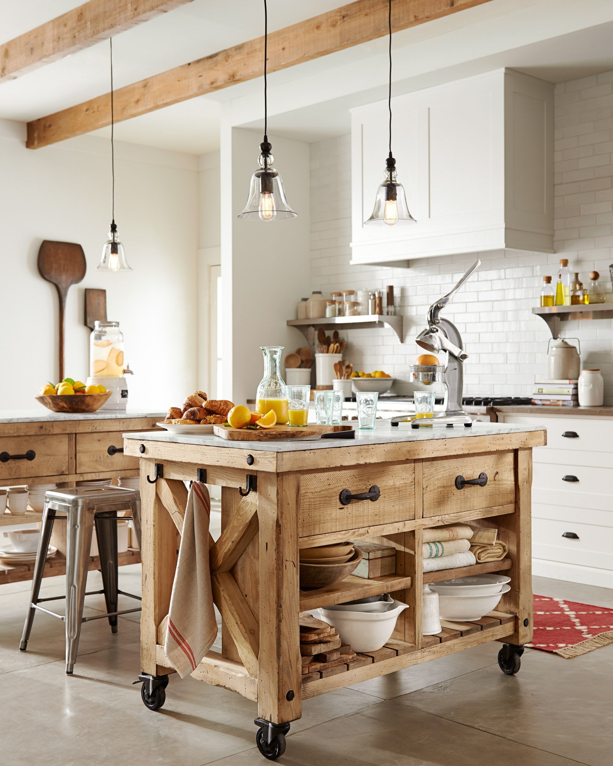 Hamilton fixed reclaimed wood marble top kitchen table large