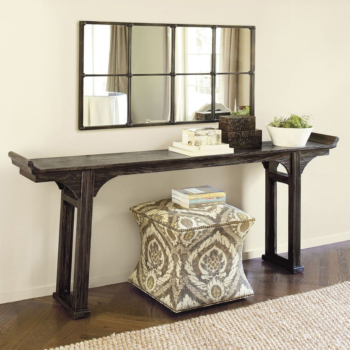 Narrow mirrored console table