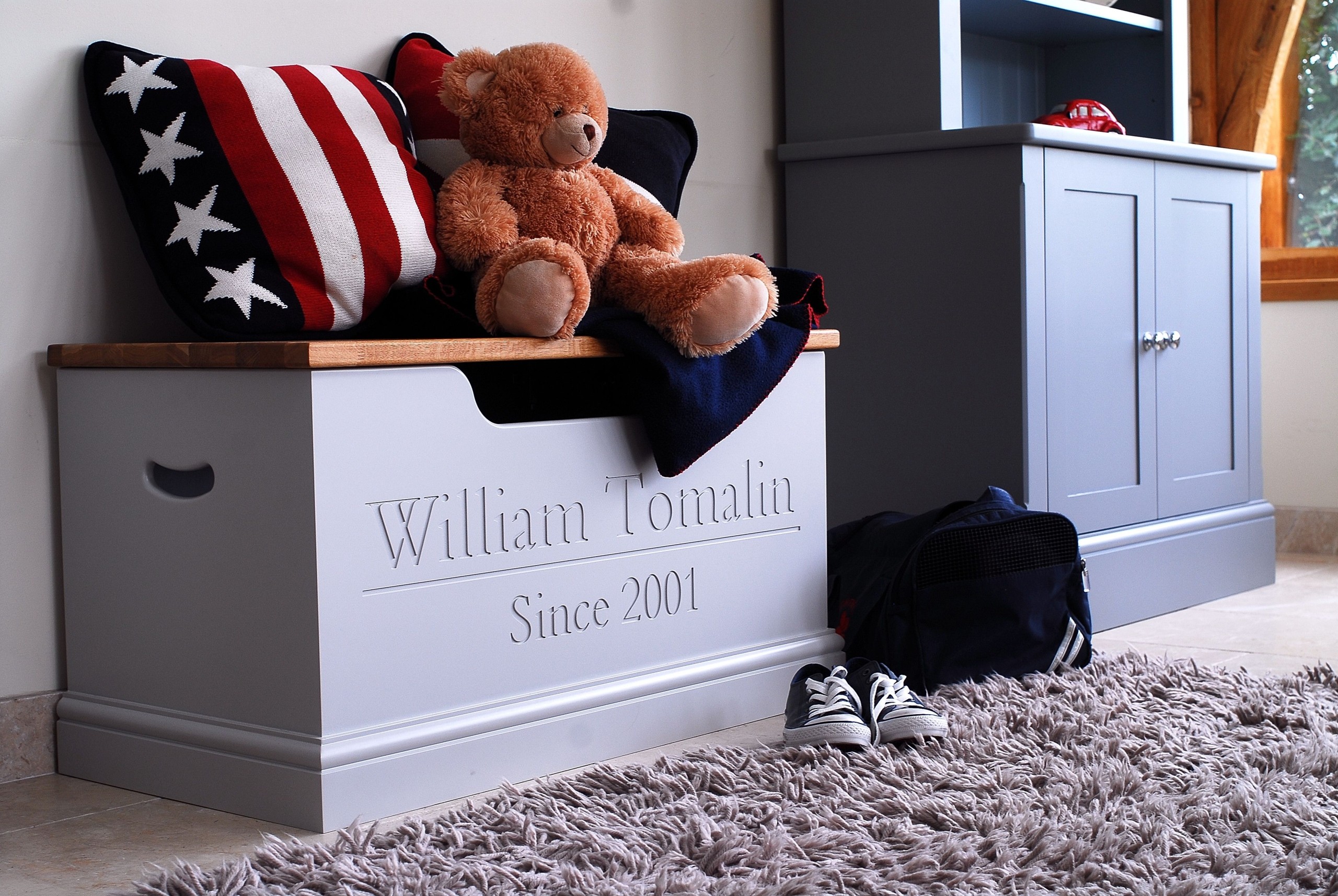 Personalized wooden toy chest