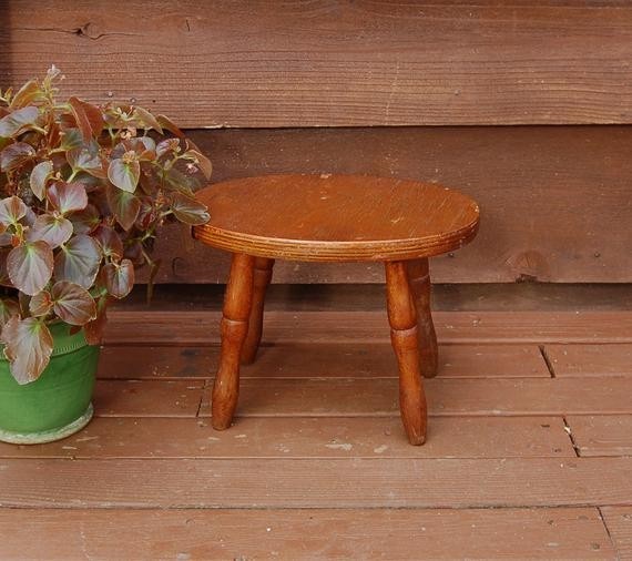 Vintage wooden foot stool wood stool