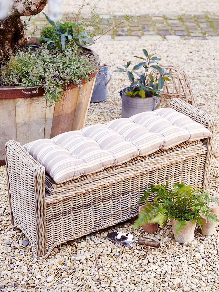 Rattan storage benches