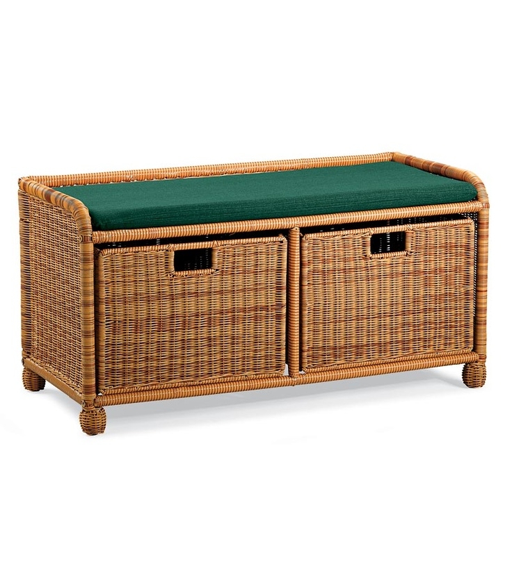 Storage bench wicker baskets
