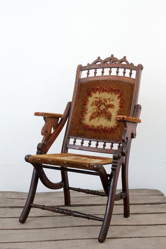 Victorian folding tapestry chair