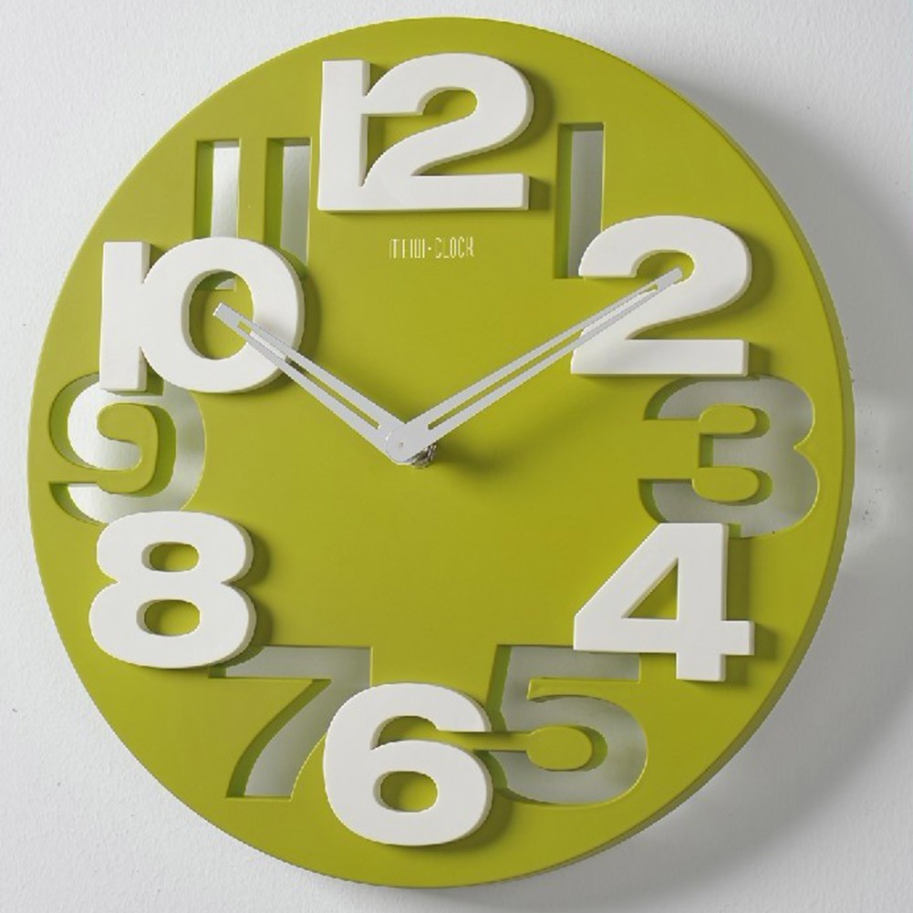ECOOPRO® 3D Big Digital Modern Contemporary Home Office Decor Round Quartz Wall Clock Green
