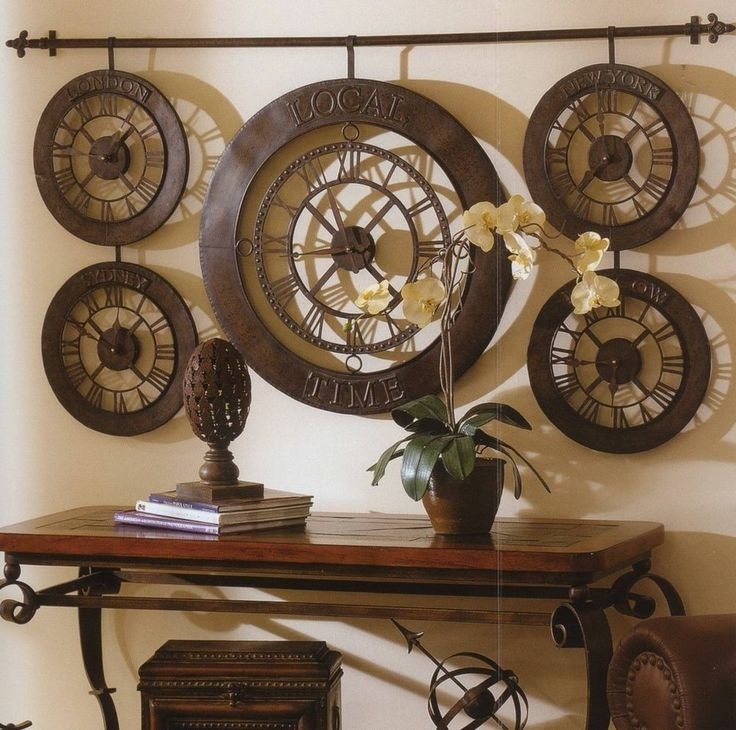 Extra Large International Times Of The World Wall Clock Antique Bronze New