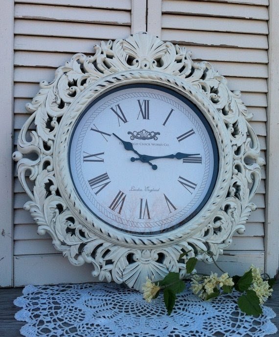 Large baroque wall clock ornate shabby