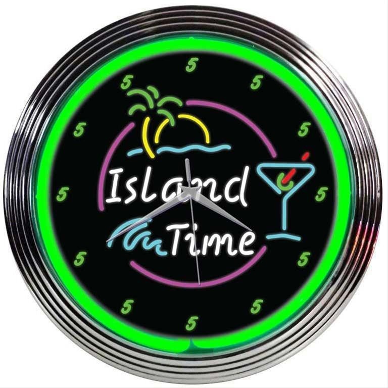 Neonetics Home Indoor Restaurant Kitchen Decorative Island Time Neon Wall Clock