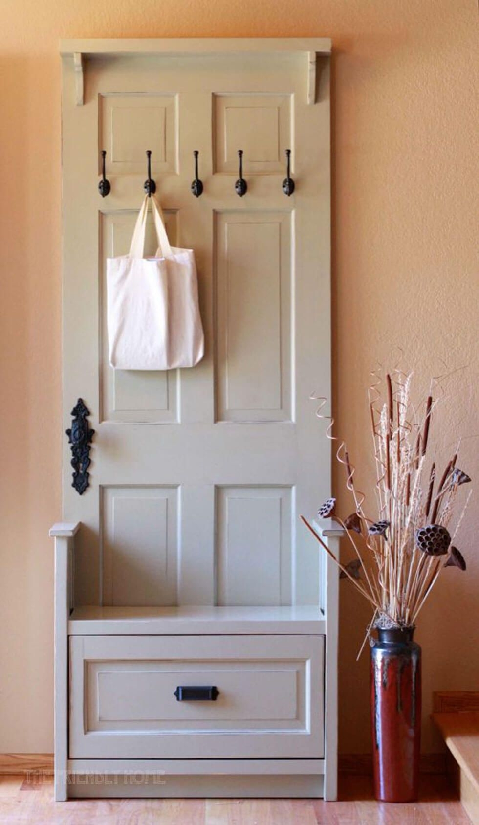 Hall tree coat rack storage bench