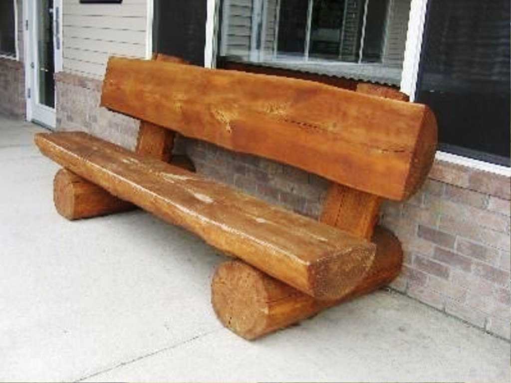 Rustic log bench